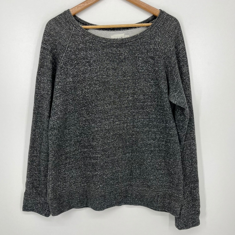 Pact Organic Cotton Raglan Sweatshirt Charcoal Heather Scoop Neck Womens Medium